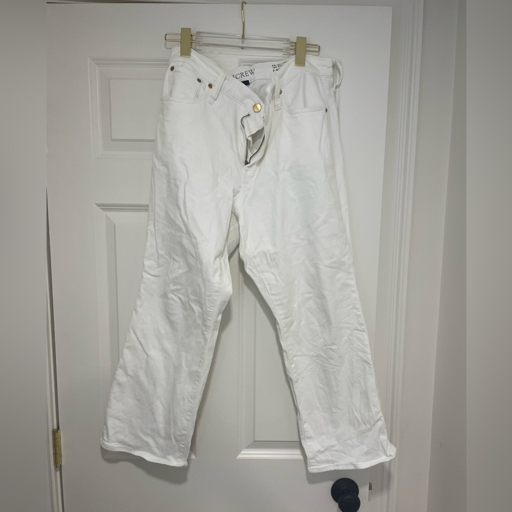 J. Crew White Relaxed Straight-Leg Jeans